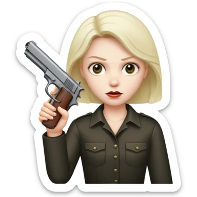 Una cara malvada con una pistolan sticker