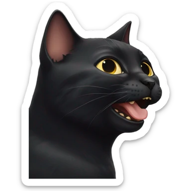 Black cat licking its paw  sticker