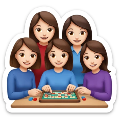 4 brunette friends playing board game sticker