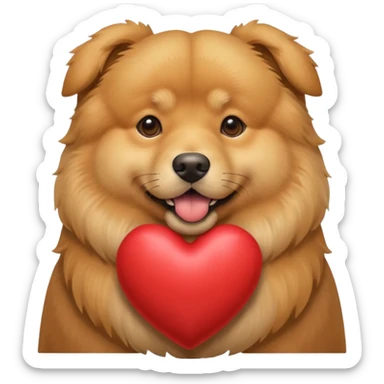 Golden Retriever/Chow Chow mix holding a large heart in its mouth (modeled after the dog image attached) sticker