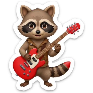 crazy Raccon with guitar sticker