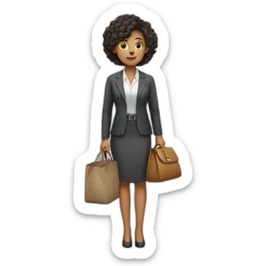 a office girl standing with a bag sticker