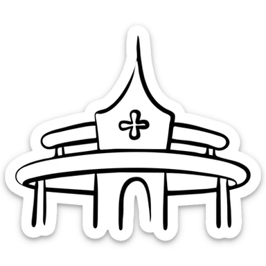 Hospital in Thailand with traditional Thai roof peaks and medical cross sticker