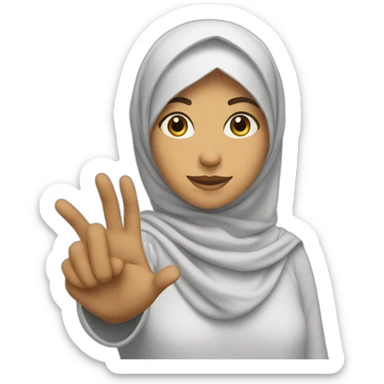 Muslim girl points to the left with her hand sticker