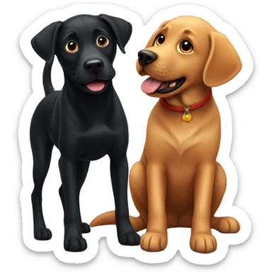 Red lab playing with black dog sticker