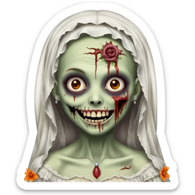 sweet smiling zombie bride sticker
