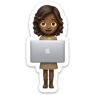 beige macbook with brunette girl sticker