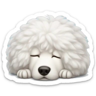 white fluffy dog sleeping sticker