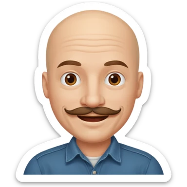 bald and mustached western man sticker