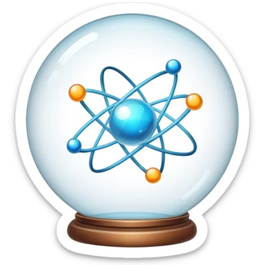 A glass sphere with atoms flying around inside sticker
