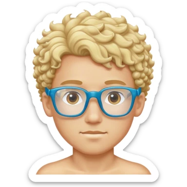 Strong, blond, curly-haired, handsome swimmer boy with rectangular glasses. sticker