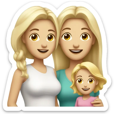 white family, brunette woman and blonde woman as mothers to two girl children sticker