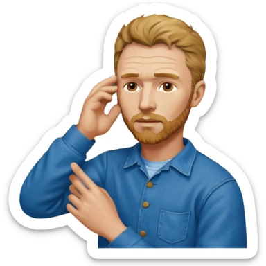 van gogh painting on a canvas while holding his ear sticker