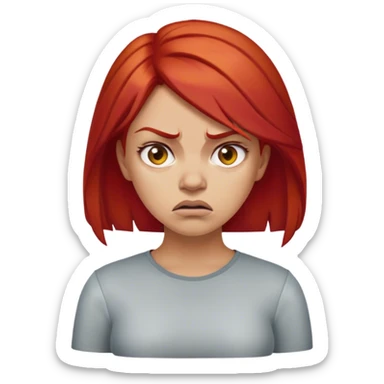 🤨+😠+👩🏼‍🦰 a bit angry more disgusted  sticker