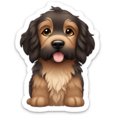 bouvier fawn brown and black puppy face very long hair sticker