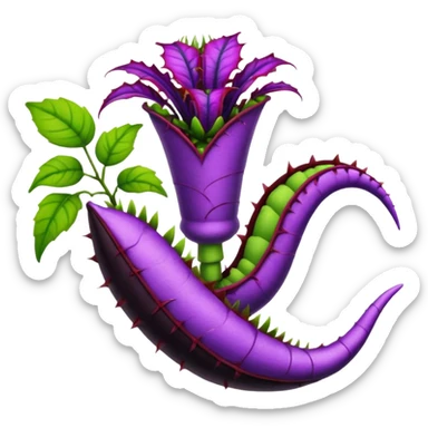 Black and purple Venus flytrap with vines sticker
