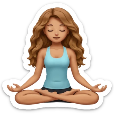 tanned girl with long wavy hair doing yoga with eyes closed sticker
