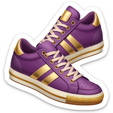 Realistic, Trendy style, detailed, womens, sneaker. In plum color scheme, with gold elements  sticker