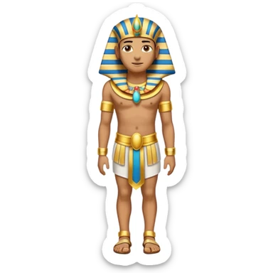 pharaoh full body arms at sides, elaborate gold collar, striped headcloth, sandals sticker