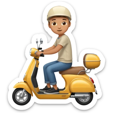 a boy riding a scooter sticker