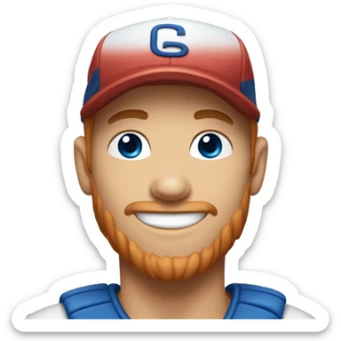 smiling man in baseball cap with blue eyes and reddish hair sticker