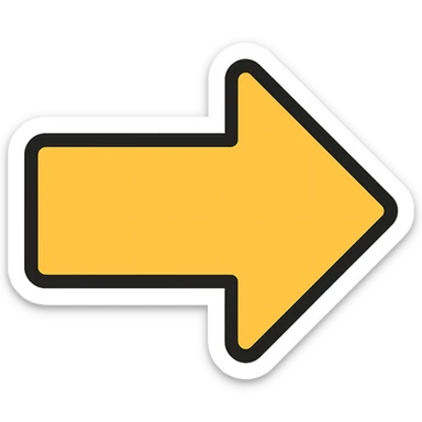 gold arrow pointing East, icon style sticker