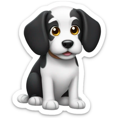 Black and white dog with floppy ears sticker