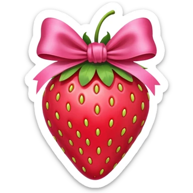 A strawberry with a bow   pink no face sticker