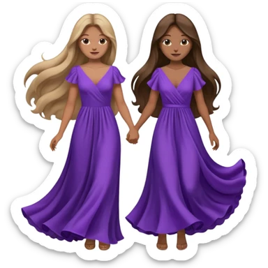 A couple in same outfit female with long hair and purple dress sticker