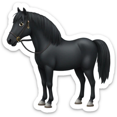 Totally black horse with a simple saddle sticker