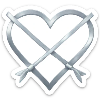 a bow of a silver heart sticker