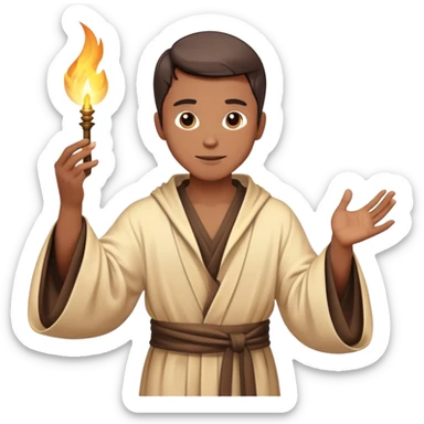 man in a robe casting a magic spell with glowing effects sticker