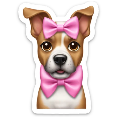 dog with a pick bow and nails  sticker