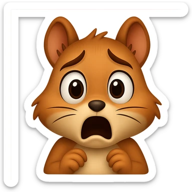 Make the squirrel look scared, with wide eyes and a startled expression, in apple emoji style, with no background (transparent). sticker