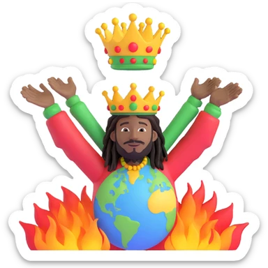 A rasta man bigging up di whole world 🌍🔥🤲🏾, reggae vibes 🎶, love and unity ✨💛💚❤️, every nation stand strong 🇯🇲🌐👑. sticker