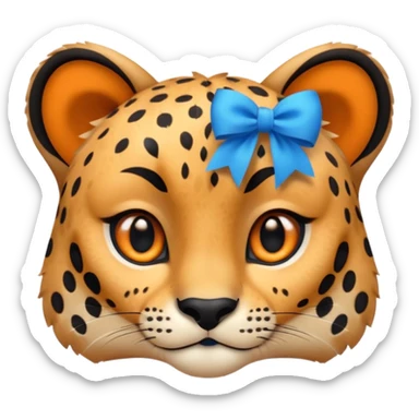 cute cheetah with blue bow sticker
