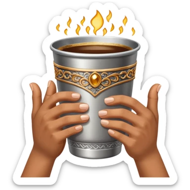 many hands hold the cup

 sticker