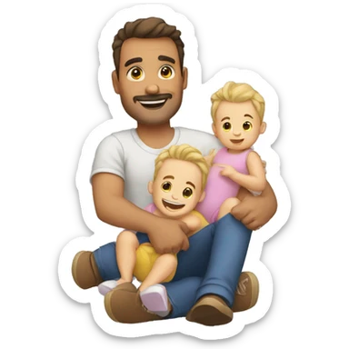 dad with 3 babies sticker