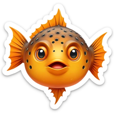 All Orange BlowFish facing forward Spikes sticker