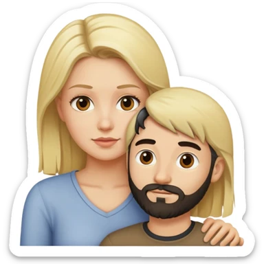 Blond woman with small dark-bearded man on her shoulder sticker