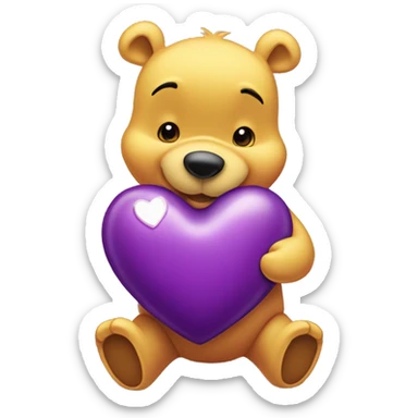 Winnie the Pooh holding a Purple Heart sticker