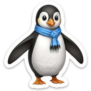 penguin with blue scarf  sticker