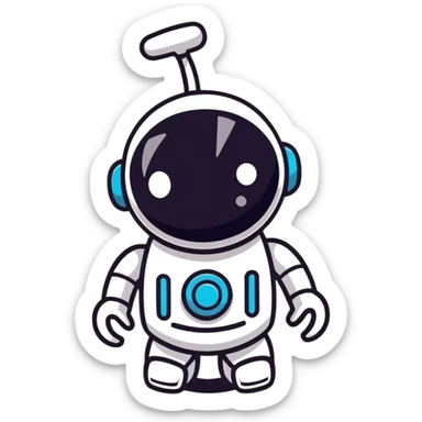 cute robot cleaning up poop sticker