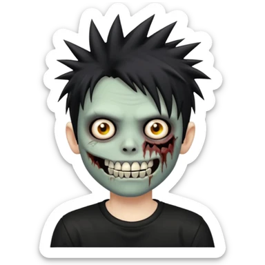 zombie emo boy with spiky hair and grillz with a black shirt sticker