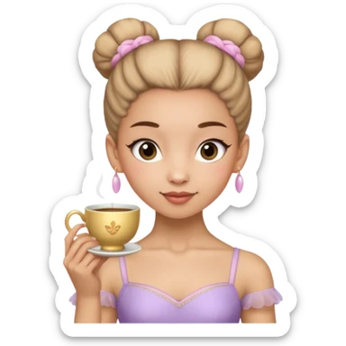 Una bailarina de ballet con una tasa en la cabeza sticker