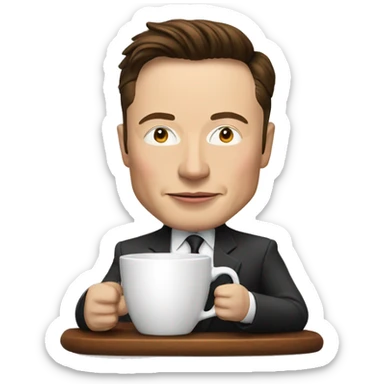 elon musk with a cupof tea sticker