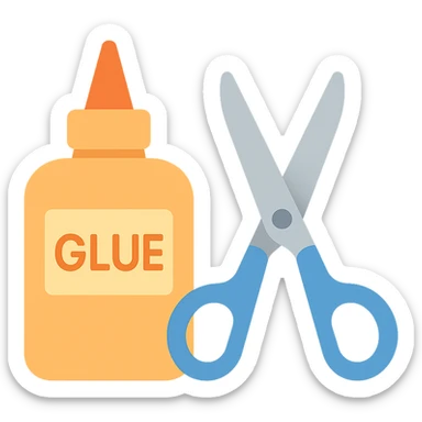 craft glue and scissors flat toon sticker