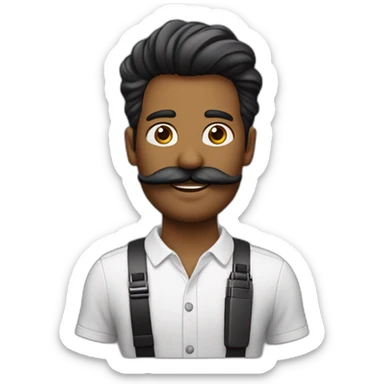 Homme avec les cheveux noirs et une moustache en brosse meusurant 2 cm sticker