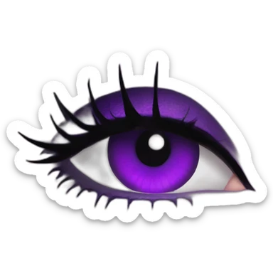 Elissabat -with bangs -long-hair-dark-plumpurple-and-black-vampire-goth-makeup-pinkeyes-romanticgothcloses-bat sticker