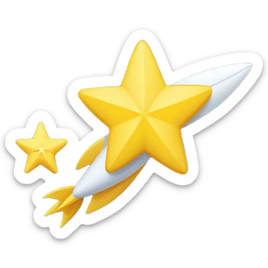 Generate a high-quality image of a shooting star streaking across the night sky, bright glowing yellow and white tail, realistic shading and lighting, no facial features, no brand markings, simple dark background, high-resolution.
 sticker